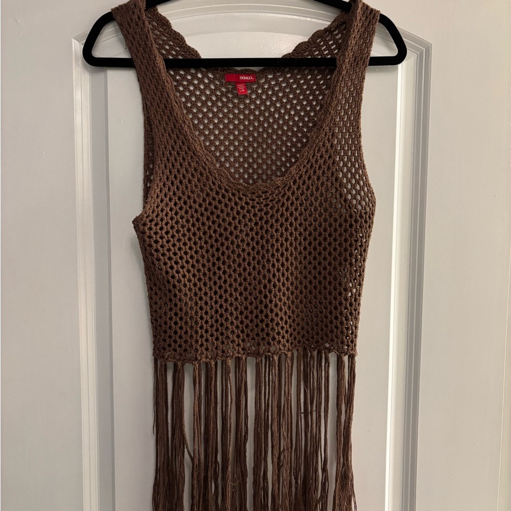 BONGO Tan Crochet Knit Top